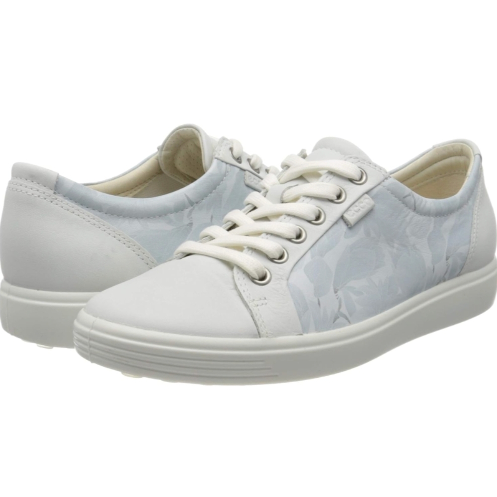 ECCO Women's Soft 7 Sneaker White Dusty Blue 51843 US Sz 8